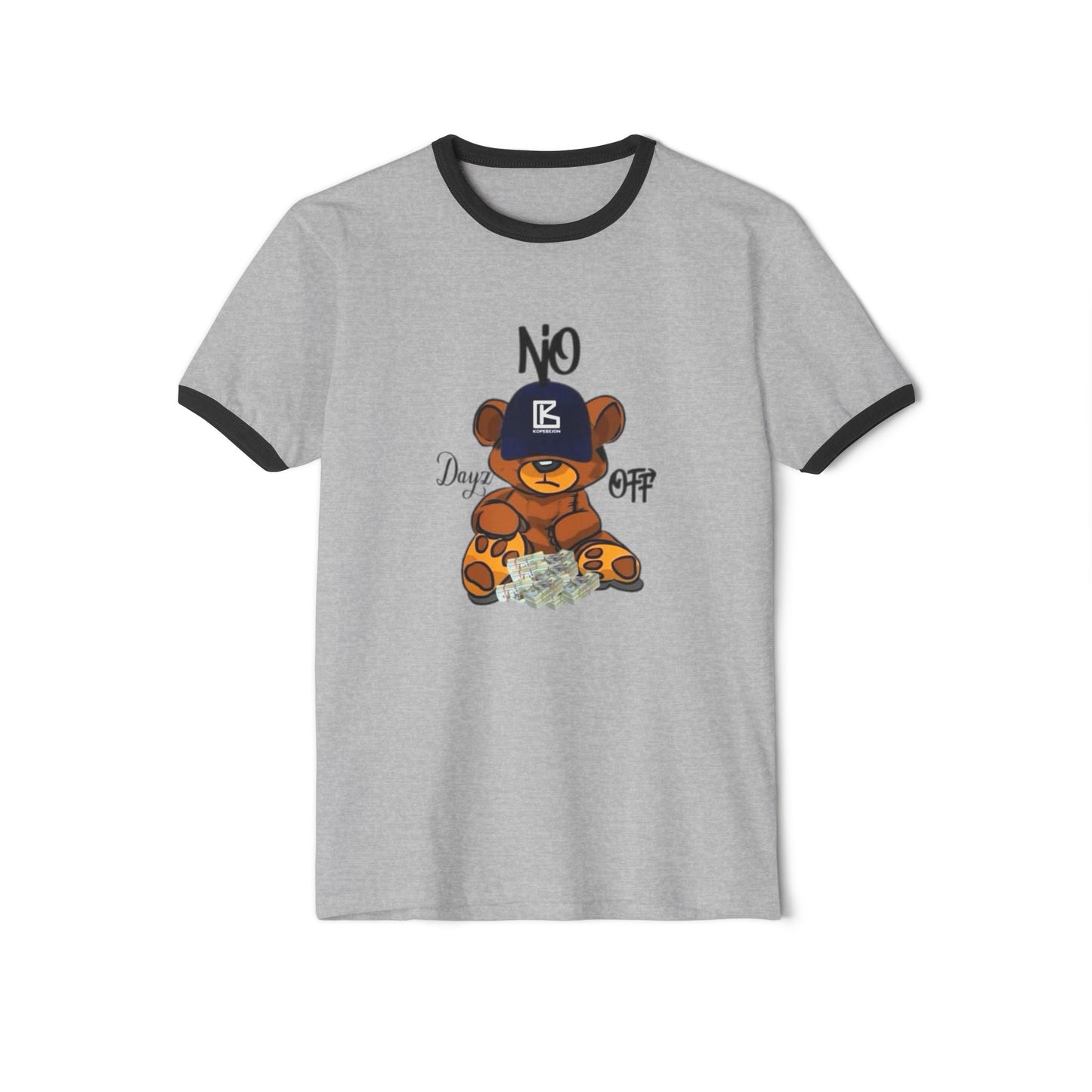 Unisex Cotton Ringer T-Shirt with KB Bear Design,