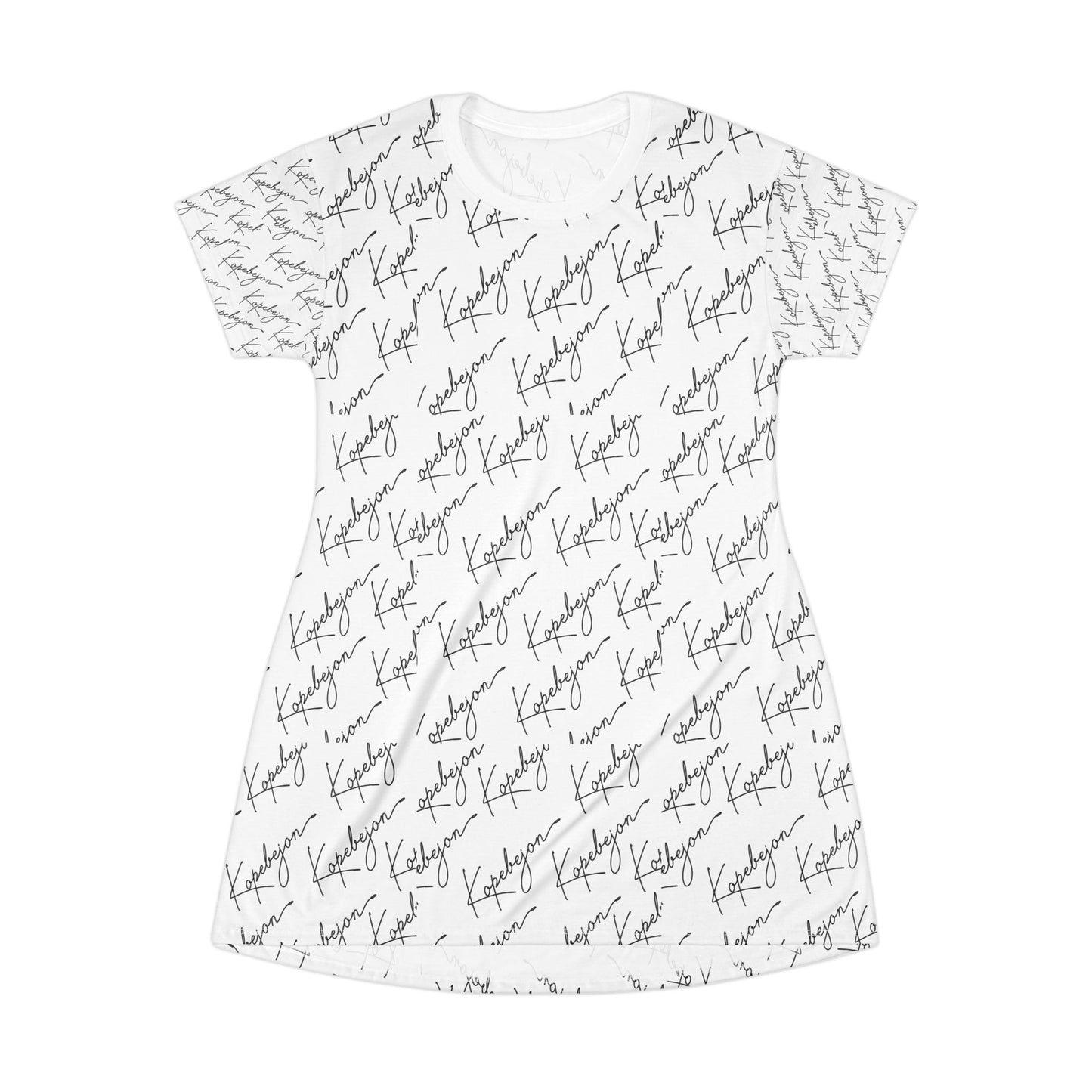 Chic Script T-Shirt Dress, Casual Summer Dress, Trendy Loungewear, Stylish Gift for Her, Everyday Versatile Fashion