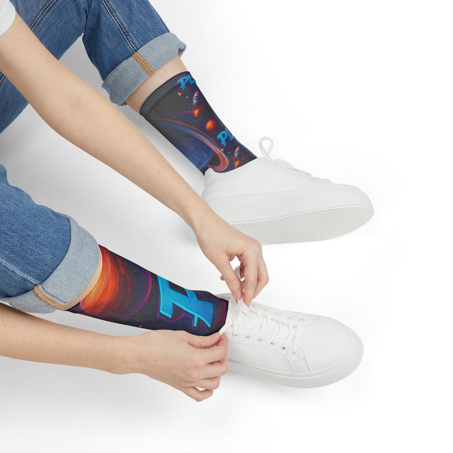 Cosmic Adventure Crew Socks | Fun Space Design, Gift for Astronaut Lovers, Stylish Everyday Wear, Party Socks, Kids & Adults