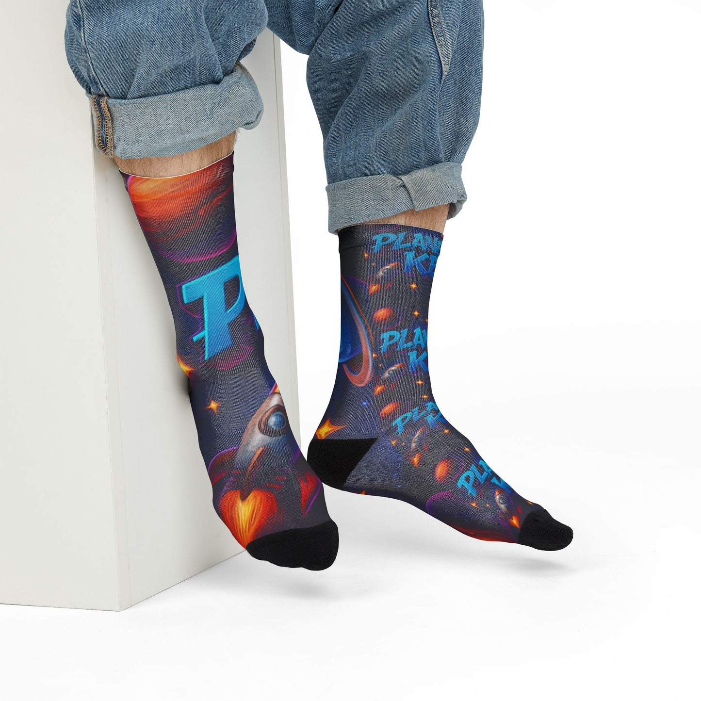 Cosmic Adventure Crew Socks | Fun Space Design, Gift for Astronaut Lovers, Stylish Everyday Wear, Party Socks, Kids & Adults