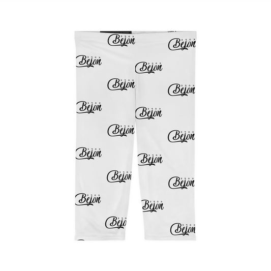 Chic Women’s Capri Leggings with 'Beijon' Print, Stylish Fitness Wear, Casual Lounge Leggings, Gift for Her, Summer Wardrobe Essential