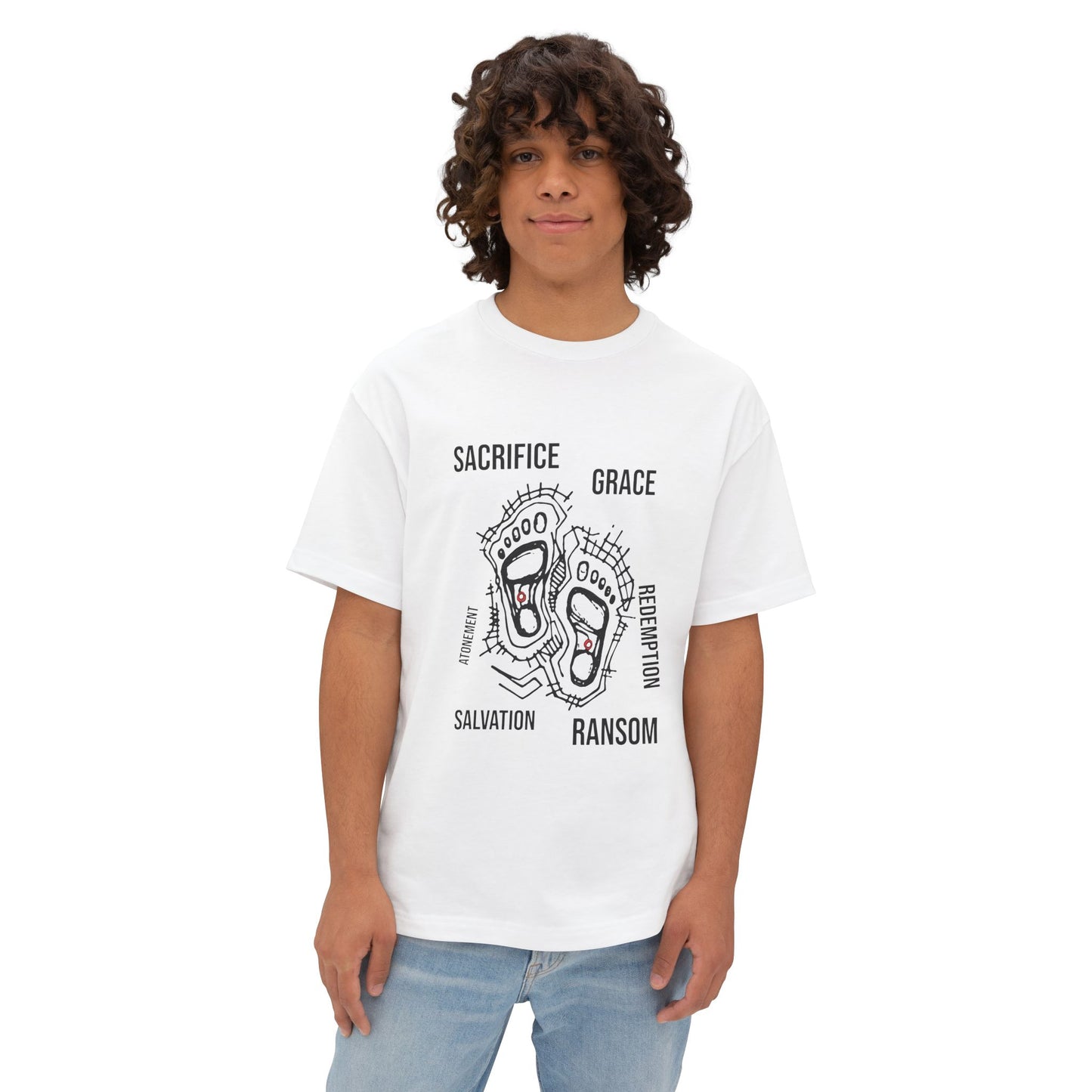 Faith-Inspired Oversized Tee, Comfortable Boxy Shirt for Spiritual Journeys, Casual Wear, Gift for Retreats, Unisex Graphic Tee