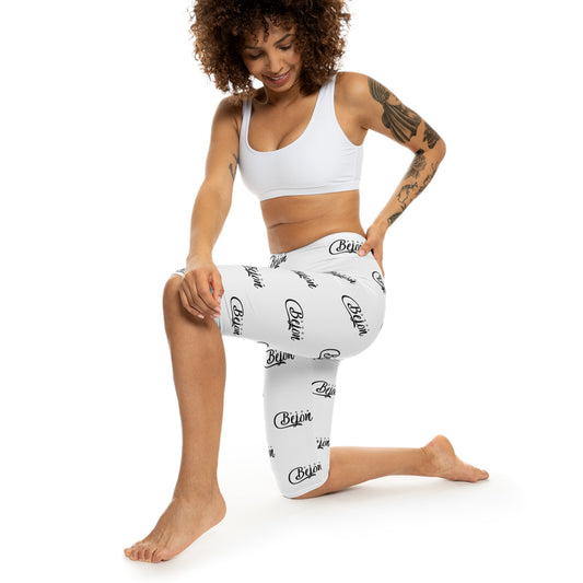 Chic Women’s Capri Leggings with 'Beijon' Print, Stylish Fitness Wear, Casual Lounge Leggings, Gift for Her, Summer Wardrobe Essential
