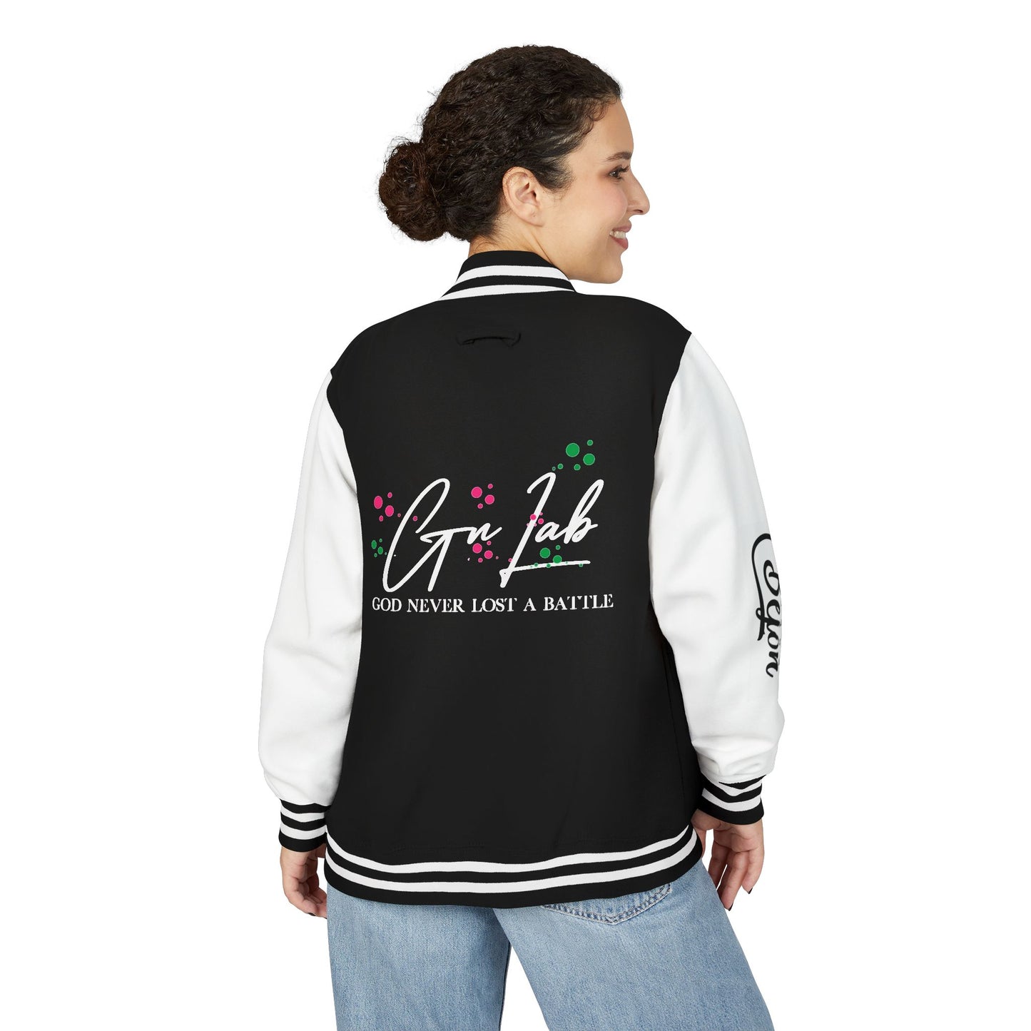 Unisex Heavyweight Letterman Jacket with Inspirational Quotes, Casual Streetwear, Perfect for Gifts, Sports Events, and Celebrations