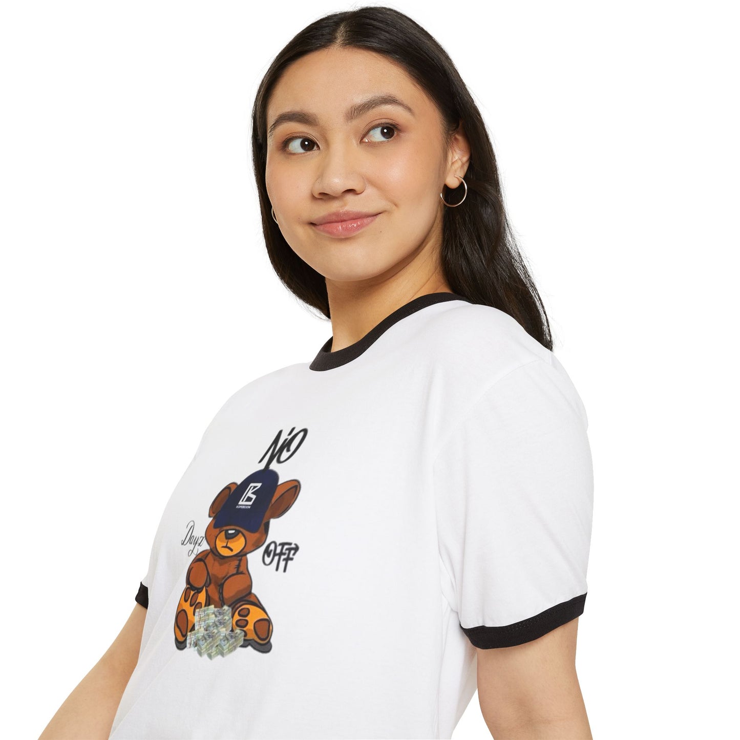 Unisex Cotton Ringer T-Shirt with KB Bear Design,